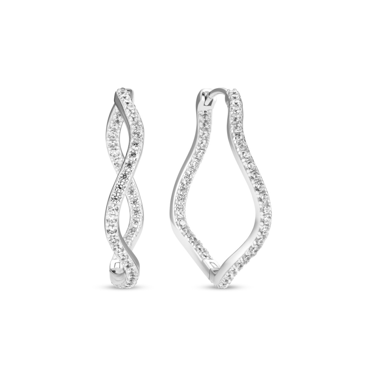 Sif Jakobs Ellera Waves X-Grande SJ-E3879-CZ zilveren oorringen met zirkonia's en stijlvol design 30 x 2 mm