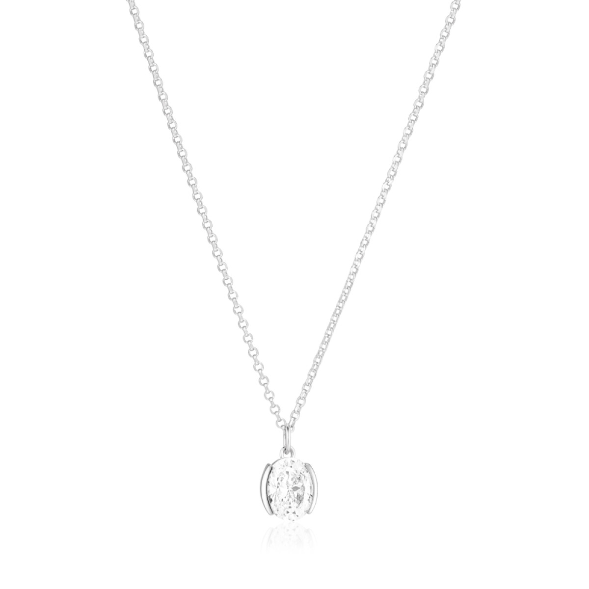 Sif Jakobs Ellise Carezza SJ-N2353-CZ Zilveren ketting met ovale hanger van zirkonia max. 45 cm