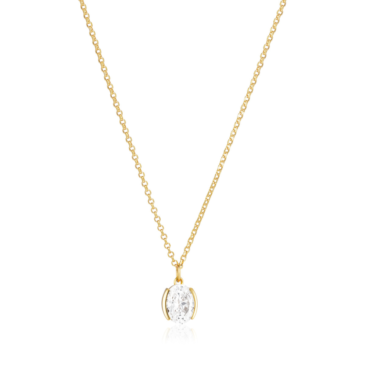 Sif Jakobs Ellisse Carezza SJ-N2353-CZ-YG Zilveren, goldplated ketting met ovale zirkonia hanger max. 45 cm