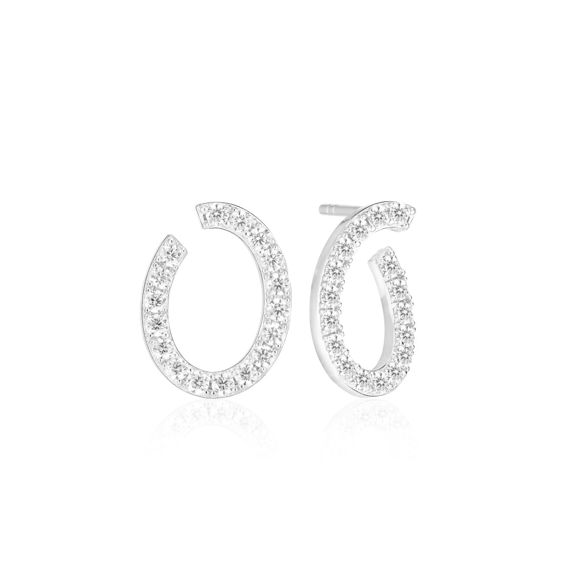 Sif Jakobs Ellisse SJ-E2321-CZ zilveren oorbellen met transparante zirkonia 15.5 mm breed