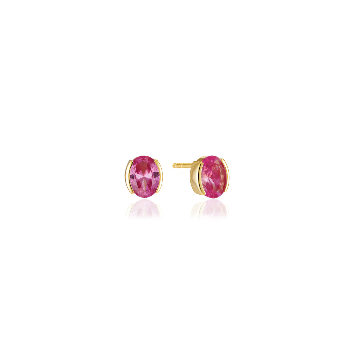 Sif Jakobs Ellisse SJ-E2350-PKCZ-YG gold plated oorstekers met roze zirkonia's 7 mm breed