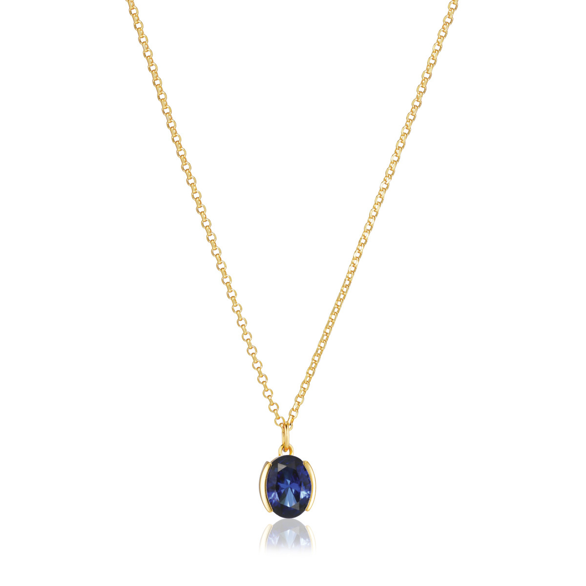 Sif Jakobs Ellisse SJ-N2353-BLCZ-YG goudkleurige ketting met blauwe zirkonia 7 mm breed - Lengte