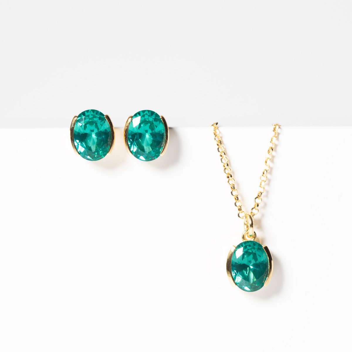 Sif Jakobs Ellisse SJ-N2353-TQCZ-YG gold plated ketting met turquoise zirkonia 7 mm breed - Lengte