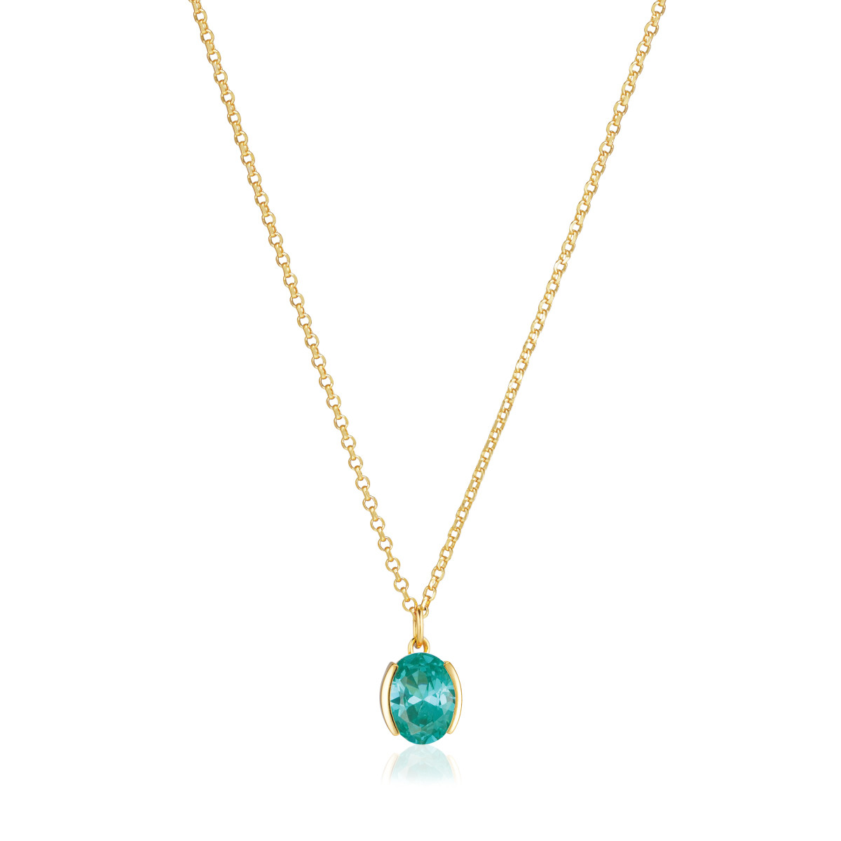 Sif Jakobs Ellisse SJ-N2353-TQCZ-YG gold plated ketting met turquoise zirkonia 7 mm breed - Lengte