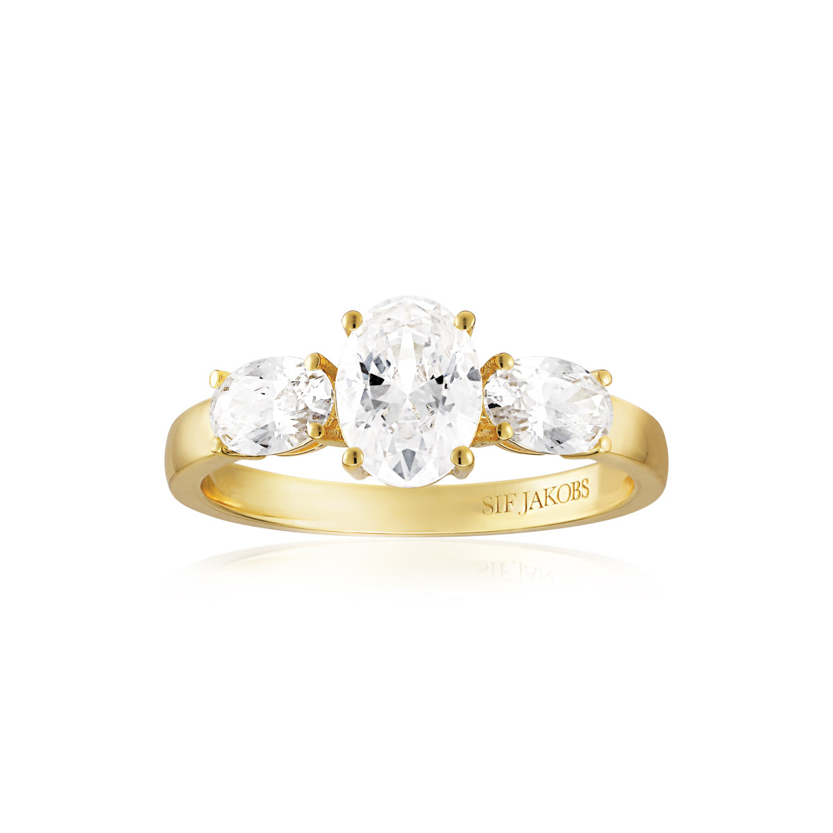 Sif Jakobs Ellisse SJ-R2340-CZ-YG gold plated ring met ovale zirkonia stenen