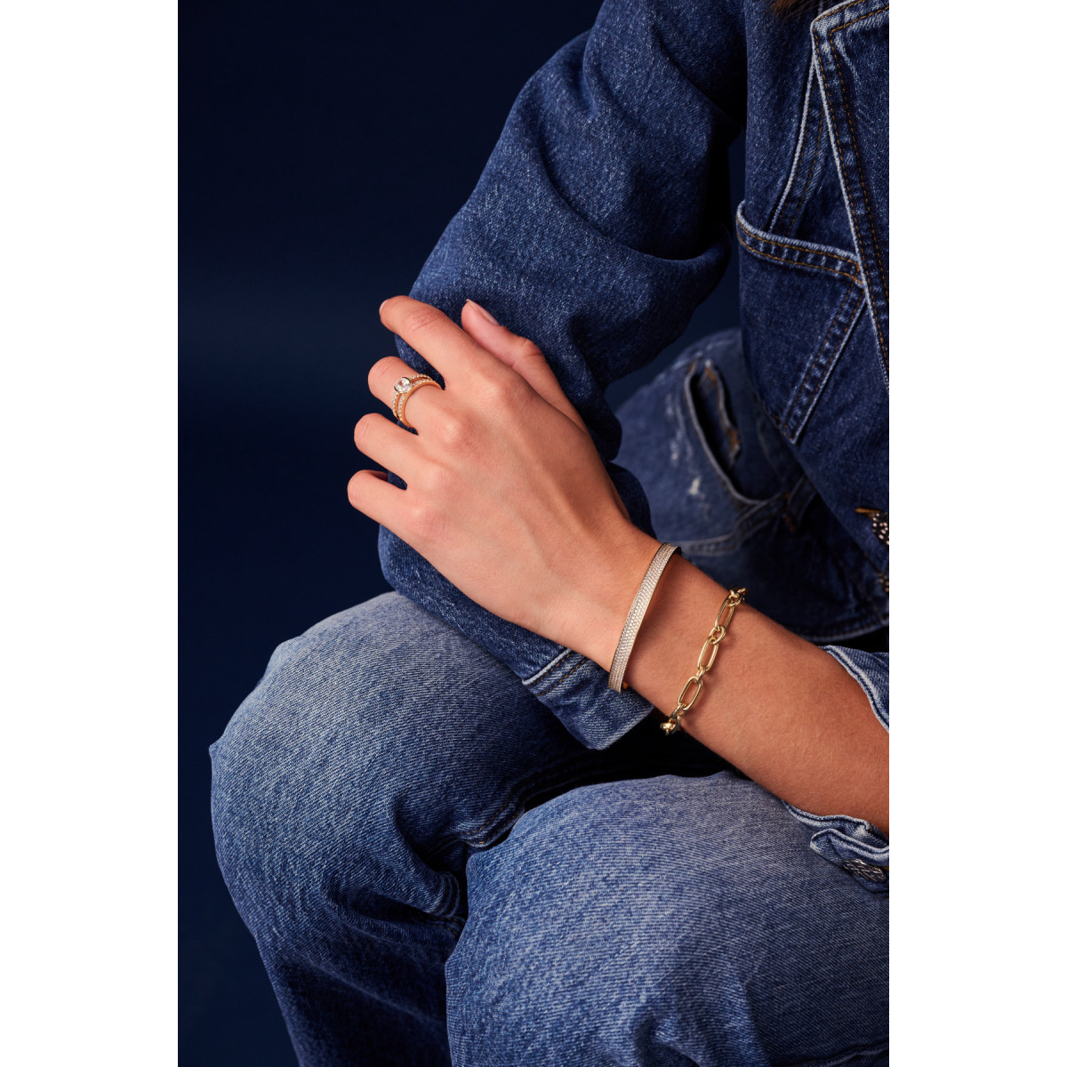 Sif Jakobs Ellisse SJ-R2357-CZ-YG gold plated ring transparante zirkonia 6.7 mm breed