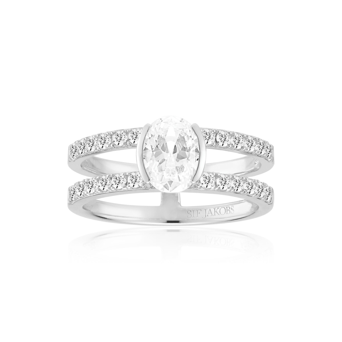 Sif Jakobs Ellisse SJ-R2357-CZ zilveren ring open dubbele band zirkonia 6.7 mm breed