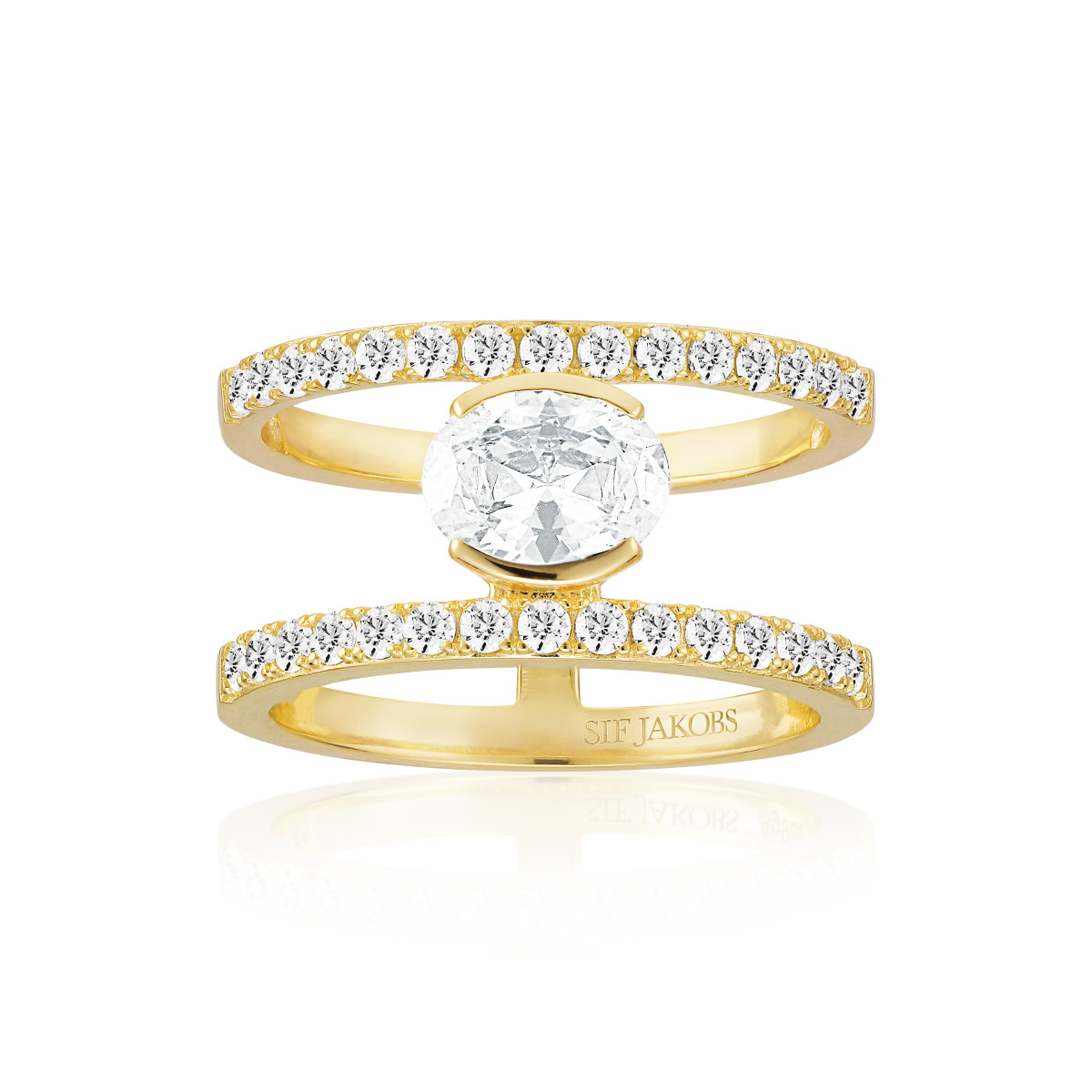 Sif Jakobs Ellisse SJ-R2358-CZ-YG gold plated ring met zirkonia 11 mm breed