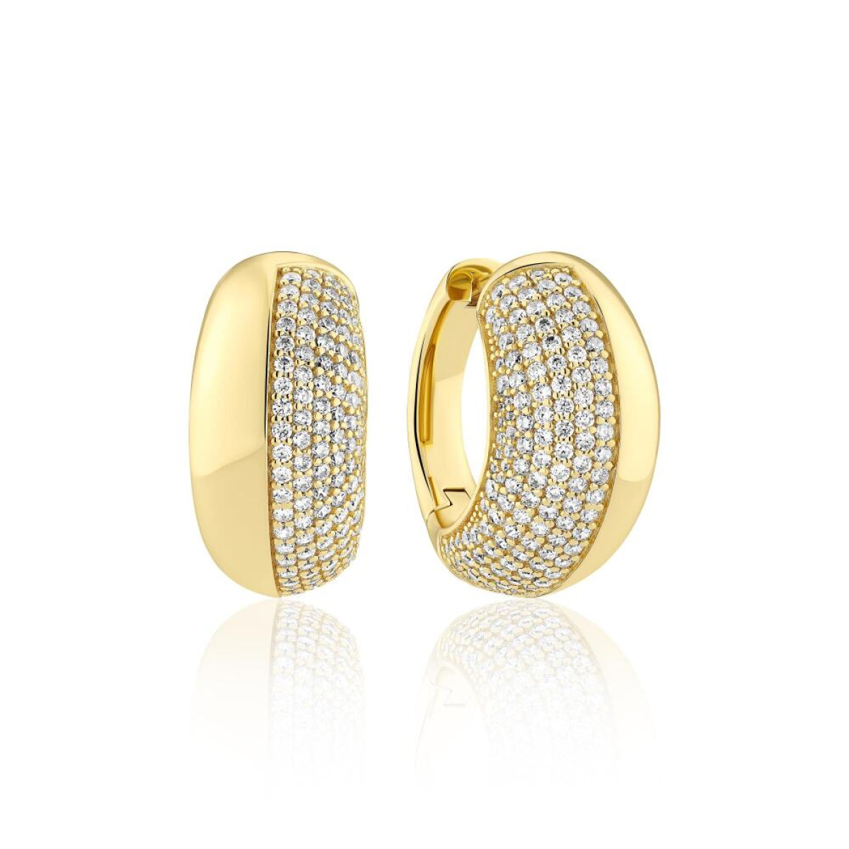 Sif Jakobs Fasano Piccolo SJ-E2487-CZ-YG zilveren goldplated klapoorringen met heldere zirkonia - 14 x 11 mm
