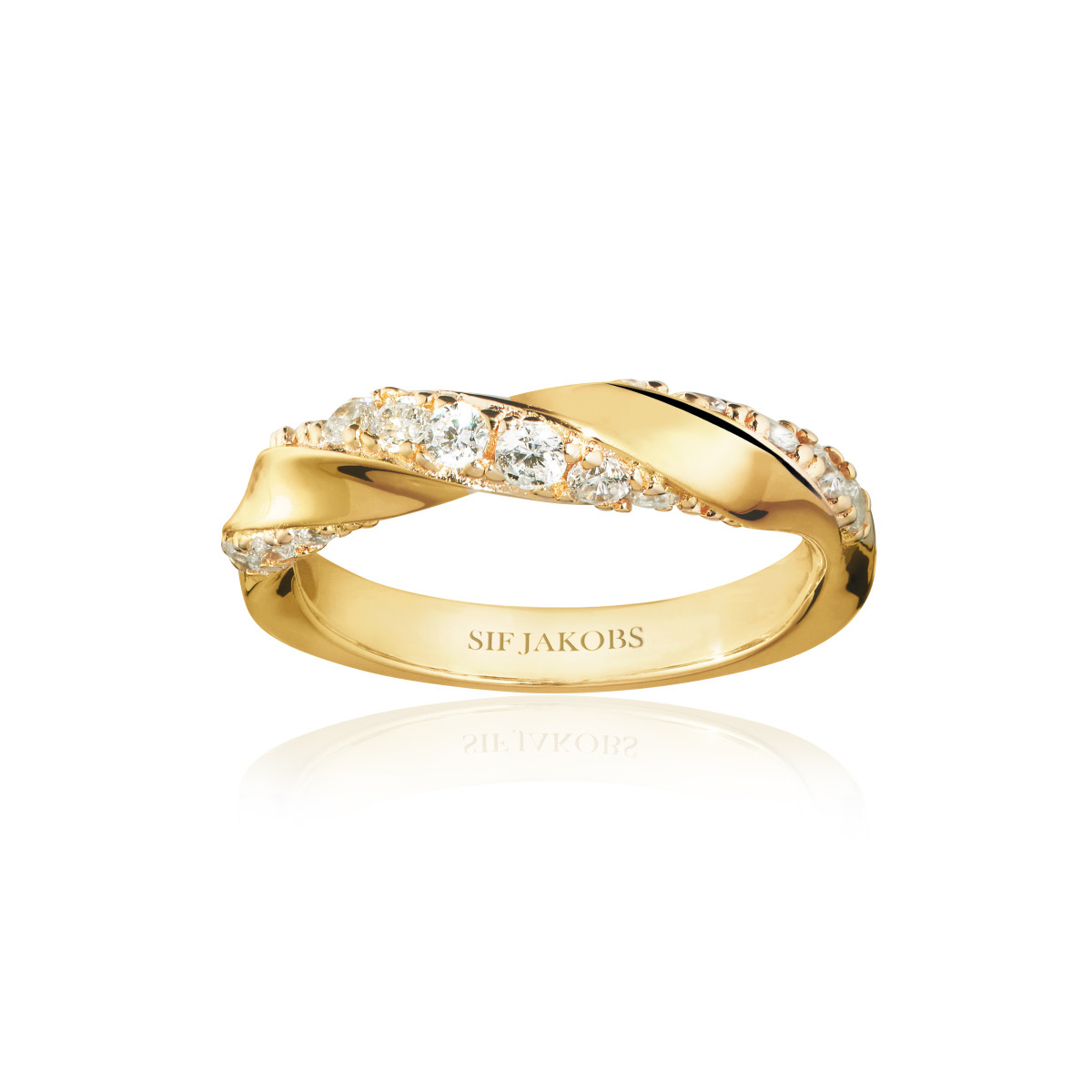 Sif Jakobs Ferrara SJ-R12114-CZ-SG gold plated ring met glanzende gedraaide zirkonia