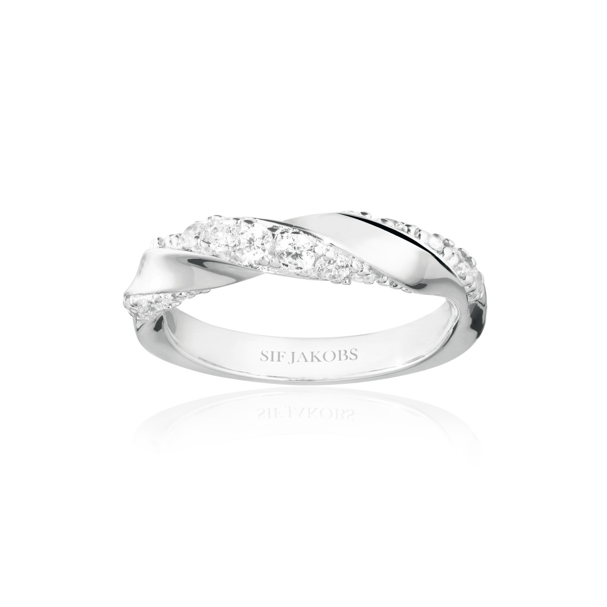 Sif Jakobs Ferrara SJ-R12114-CZ-SS zilveren ring met gedraaide zirkonia structuur