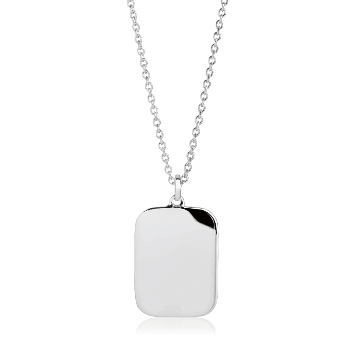 Sif Jakobs Follina SJ-P1071 zilveren ketting met glanzende rechthoekige hanger 15 mm breed