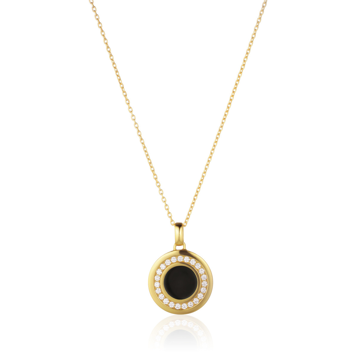 Sif Jakobs Follina SJ-P3782BECZ-YG38 goudkleurige ketting met zwarte zirkonia - Lengte 45 cm