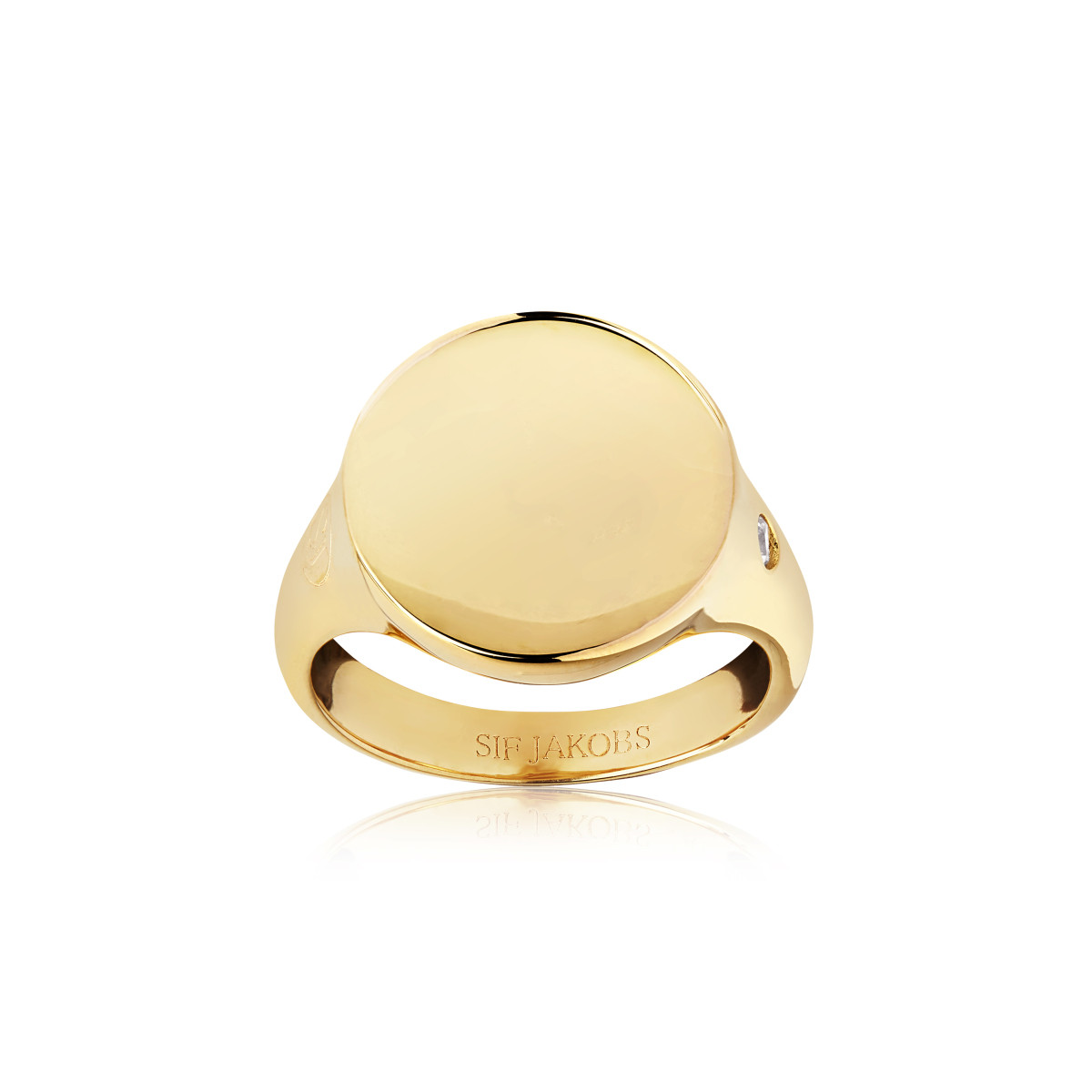 Sif Jakobs Follina SJ-R1070-CZ-YG gold plated ring met glanzende zirkonia bovenkant