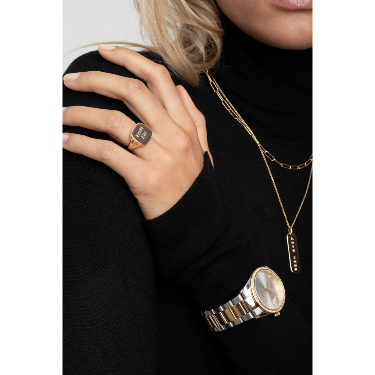 Sif Jakobs Follina SJ-R1071-CZ-YG gold plated ring met zirkonia en vierkante top