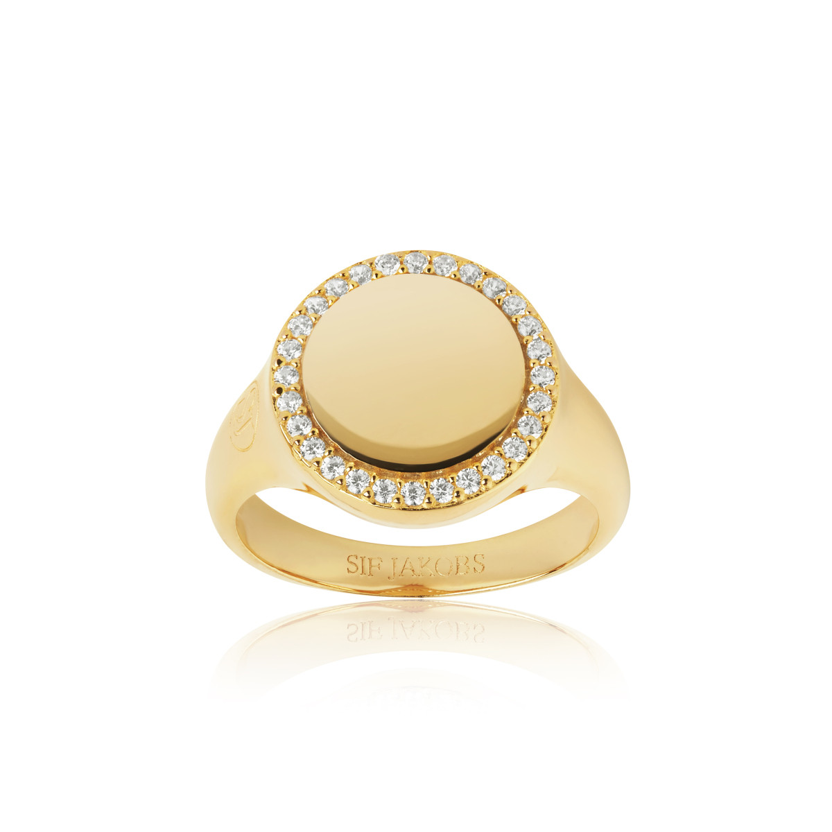 Sif Jakobs Follina SJ-R11583-CZ-YG goudkleurige ring met pavé zirkonia cirkel