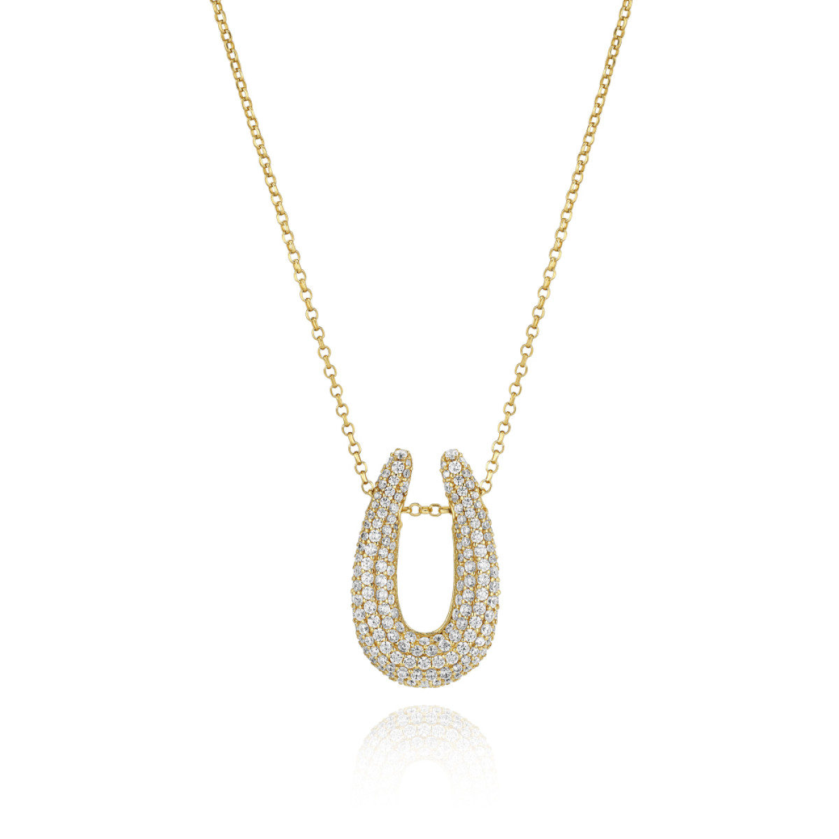 Sif Jakobs Goccia Parvus SJ-N2486-CZ-YG Zilveren goldplated ketting met hoefijzervormige hanger - Max. 45 cm