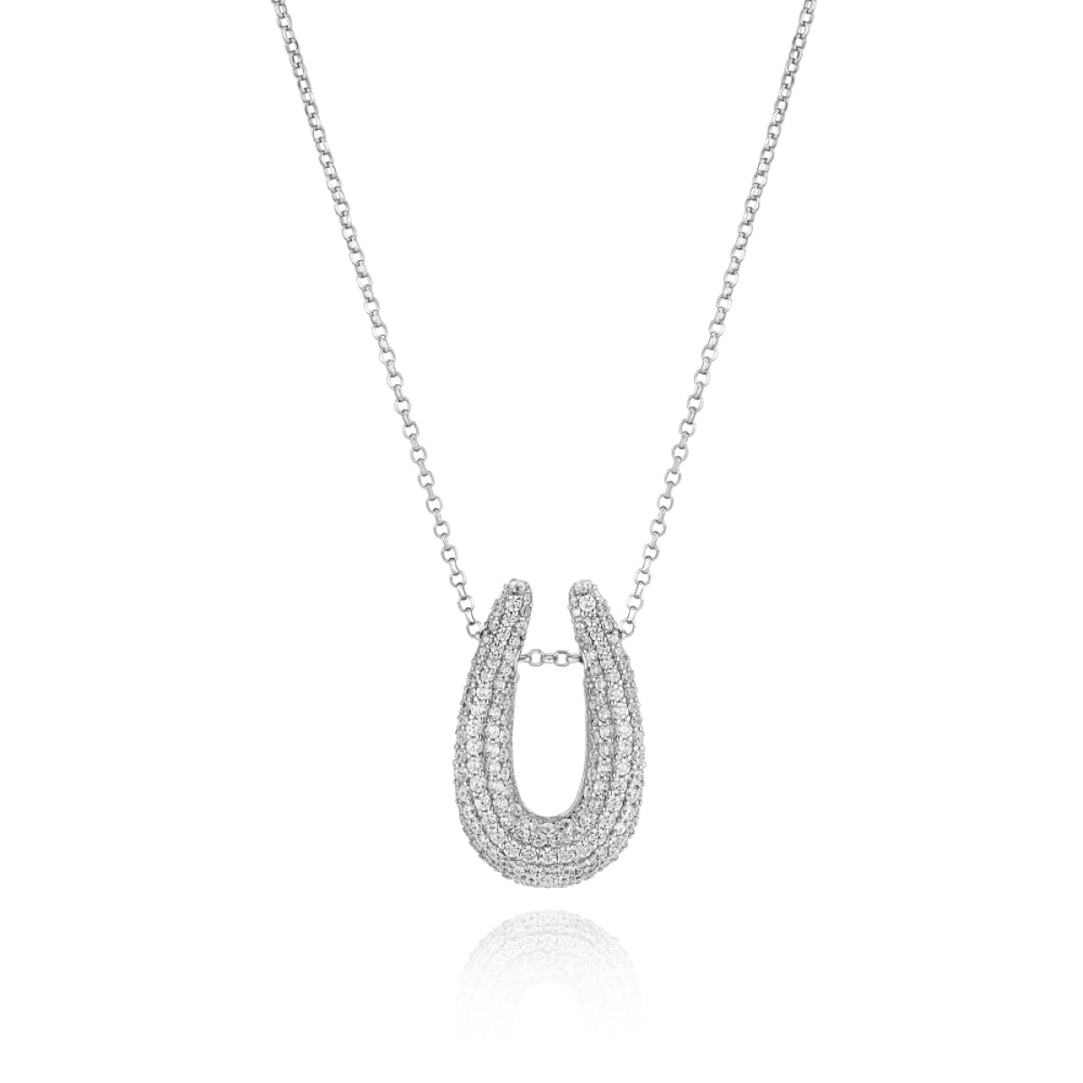 Sif Jakobs Goccia Parvus SJ-N2486-CZ zilveren ketting met hoefijzerhanger en zirkonia - Max. 45 cm