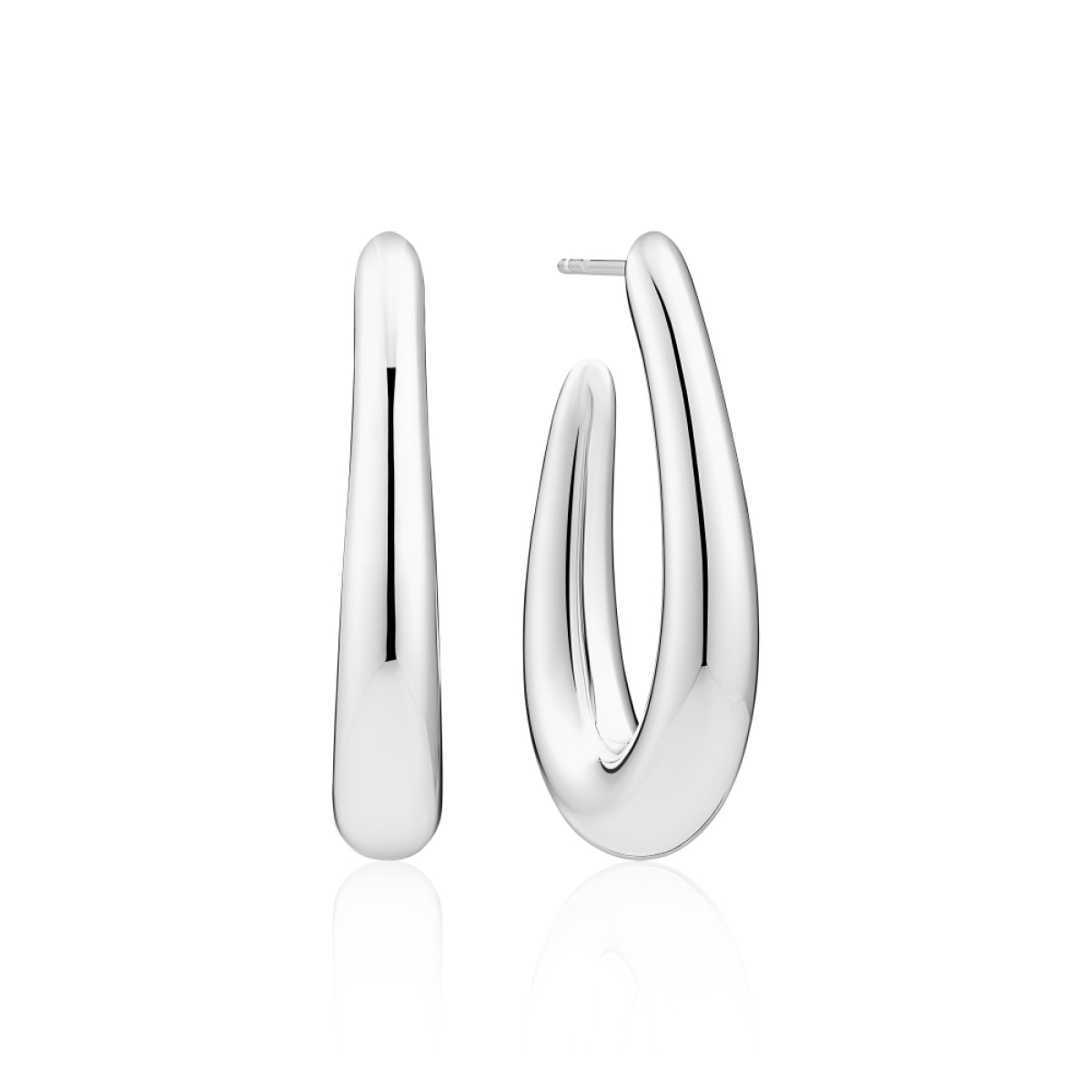 Sif Jakobs Goccia Pianura Grande SJ-E2485 oorstekers van gerhodineerd zilver - 48 x 8,3 mm