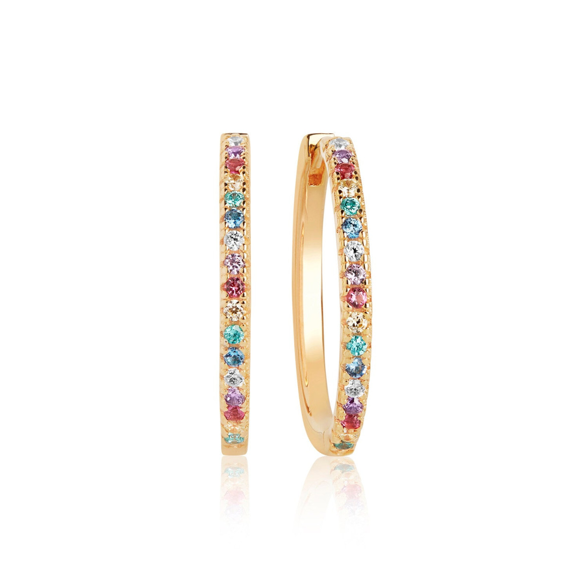 Sif Jakobs gold plated klapcreolen met multicolor zirkonia's Ellera SJ-E22030-XCZ-SG