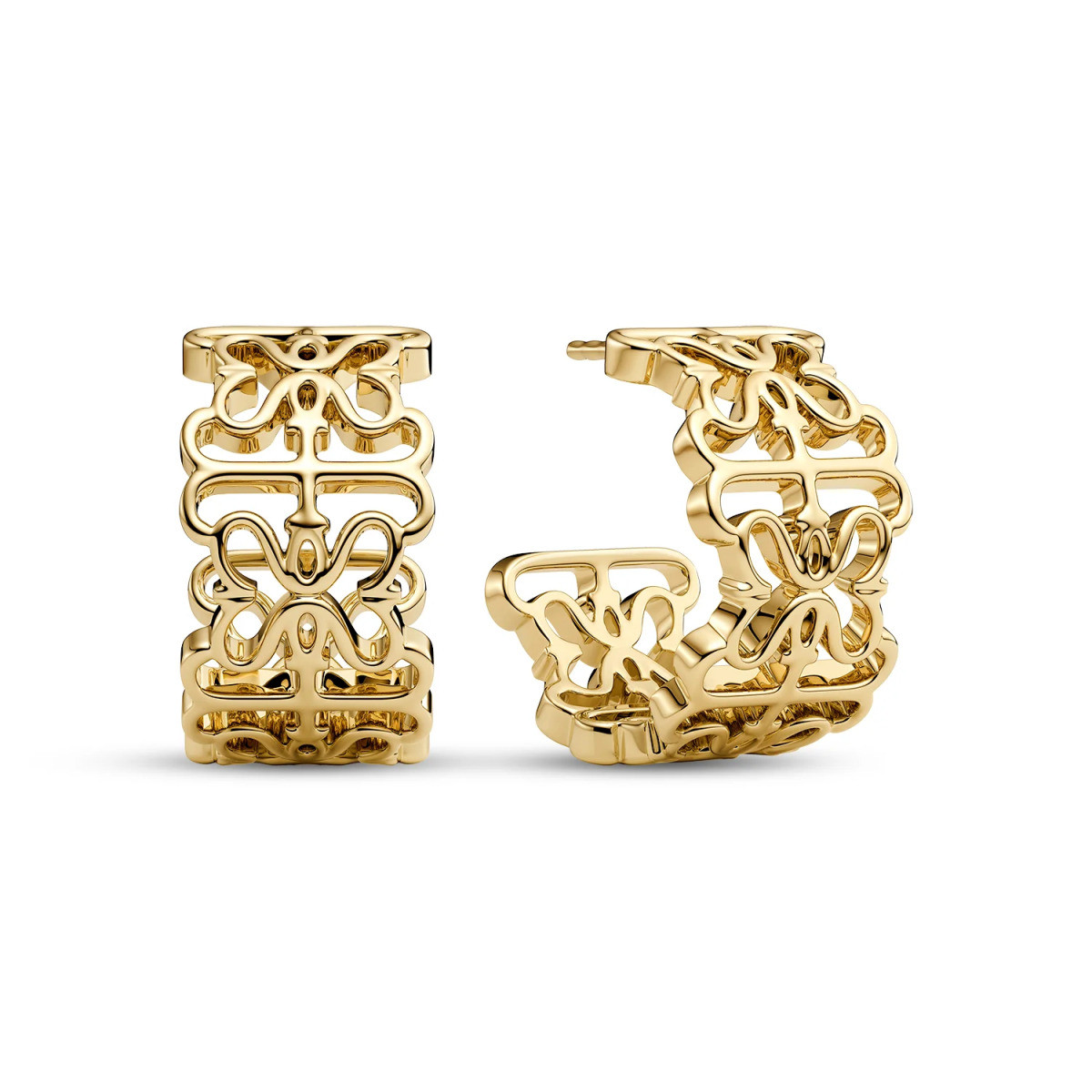 Sif Jakobs Icona SJ-E2855-YG gold plated stekeroorringen met opengewerkt patroon 9 mm breed - Diameter 16.5 mm