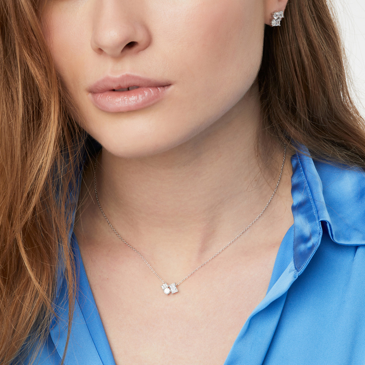Sif Jakobs Ivrea SJ-N12306-CZ-YG gold plated ketting met transparante zirkonia hanger 12.5 mm breed - Lengte 45 cm