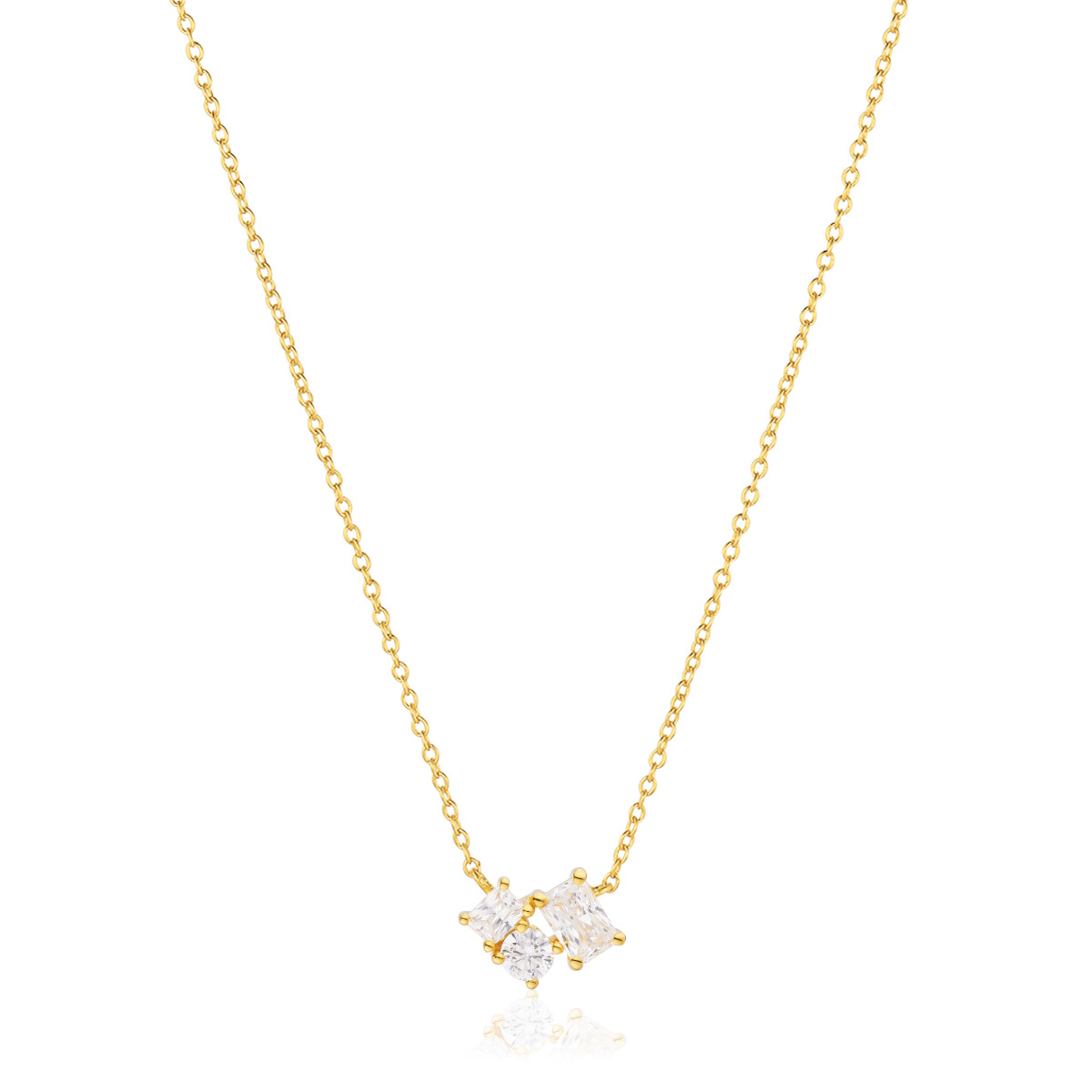 Sif Jakobs Ivrea SJ-N12306-CZ-YG gold plated ketting met transparante zirkonia hanger 12.5 mm breed - Lengte 45 cm