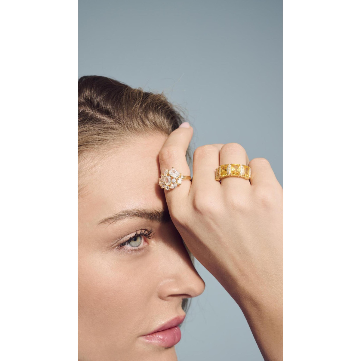 Sif Jakobs Ivrea SJ-R12331-CZ-YG gold plated ring met zirkonia clustervormig patroon