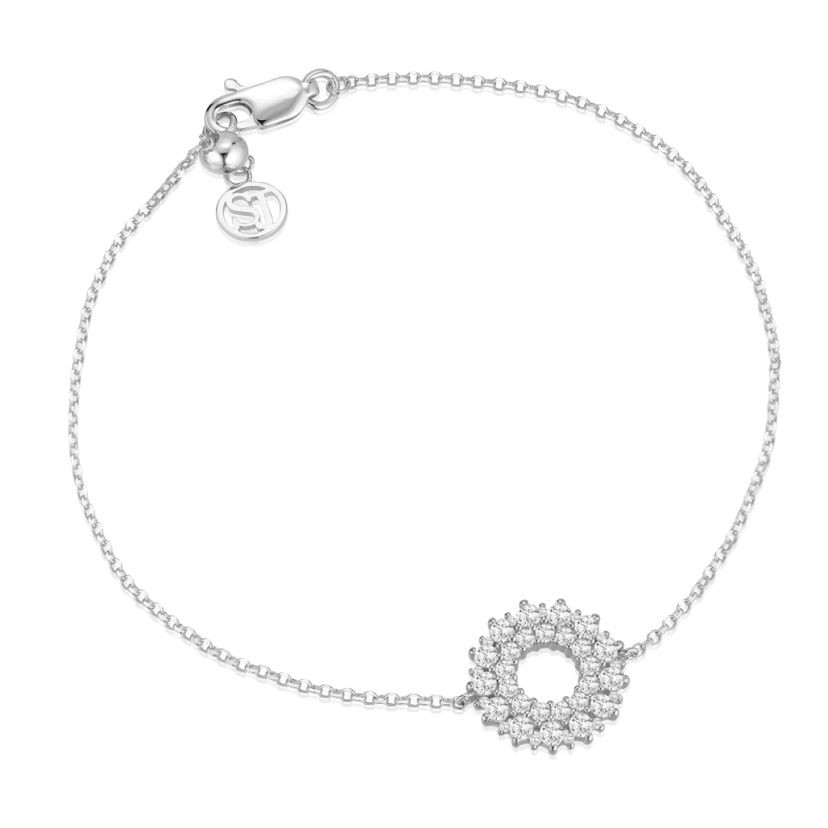 Sif Jakobs Livigno SJ-B2366-CZ zilveren armband met witte zirkonia in cirkel -13.6 x max. 19 cm