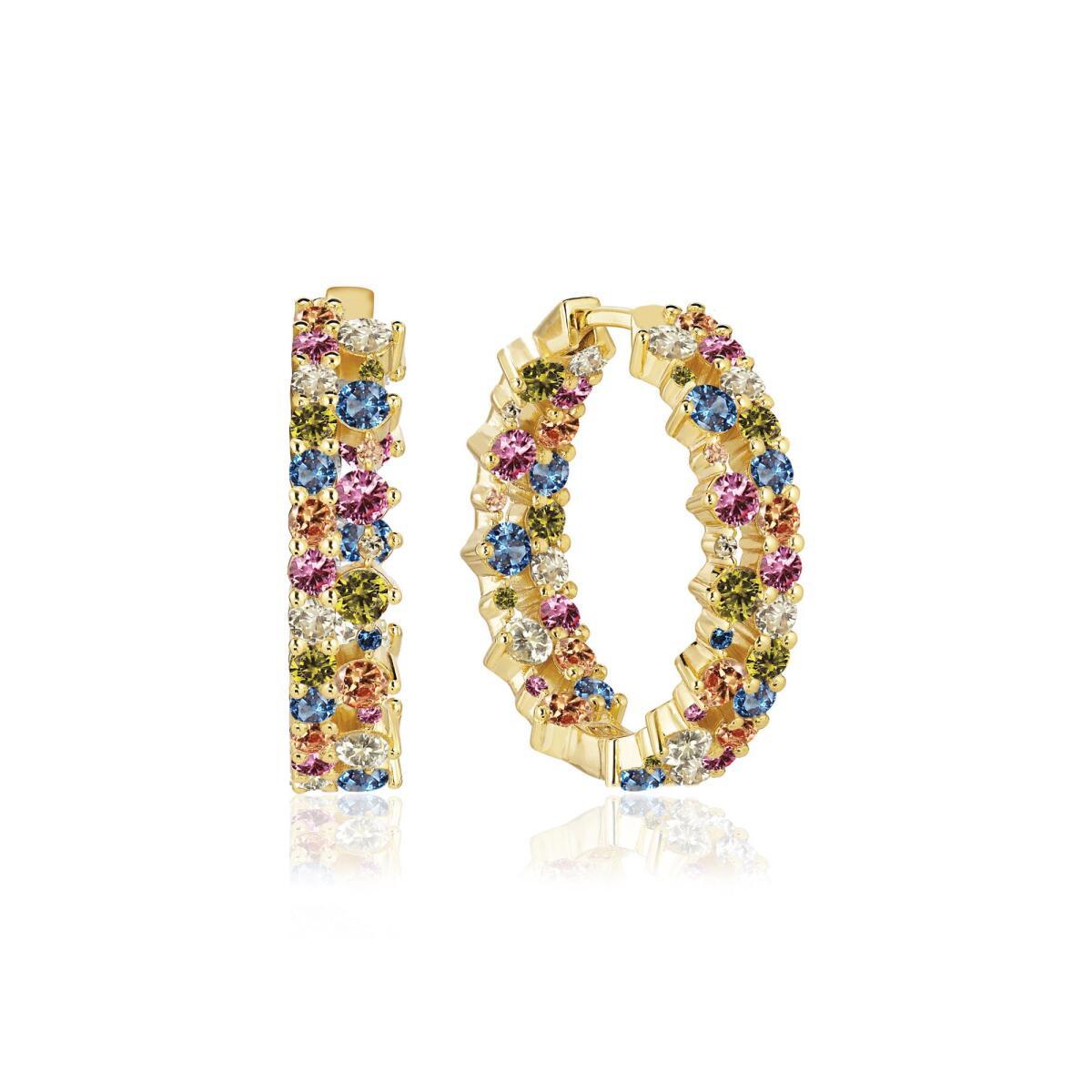 Sif Jakobs Livigno SJ-E2364-XCZ-YG goudkleurige oorringen multicolor zirkonia 5.5 mm breed - Diameter 25 mm