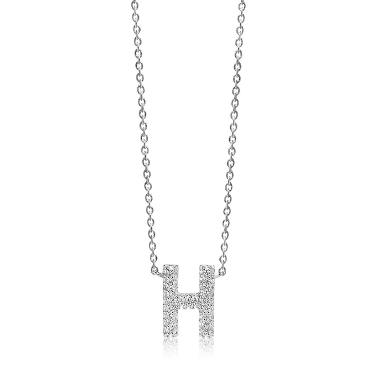 Sif Jakobs Novoli SJ-C00H-CZ zilveren ketting met letter H - Lengte 42-47 cm