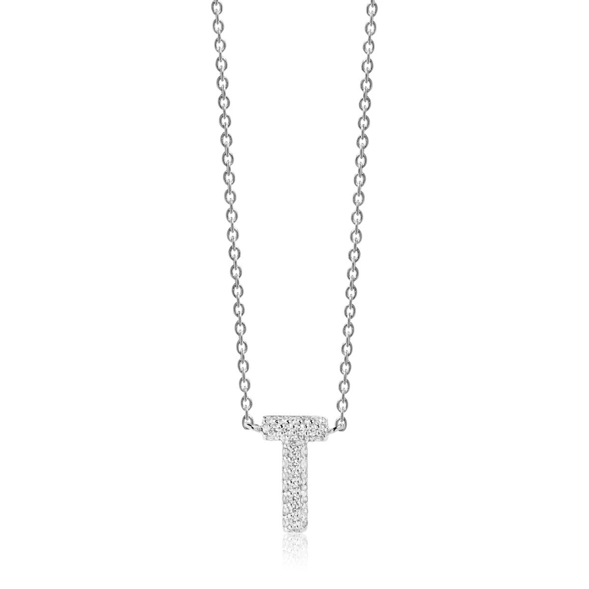 Sif Jakobs Novoli SJ-C00T-CZ zilveren ketting met letter T - Lengte 42-47 cm