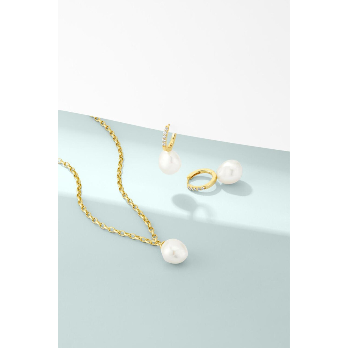 Sif Jakobs Padua uno SJ-N2455-P-YG Zilveren goldplated ketting met parelhanger 7 mm-max. 45 cm
