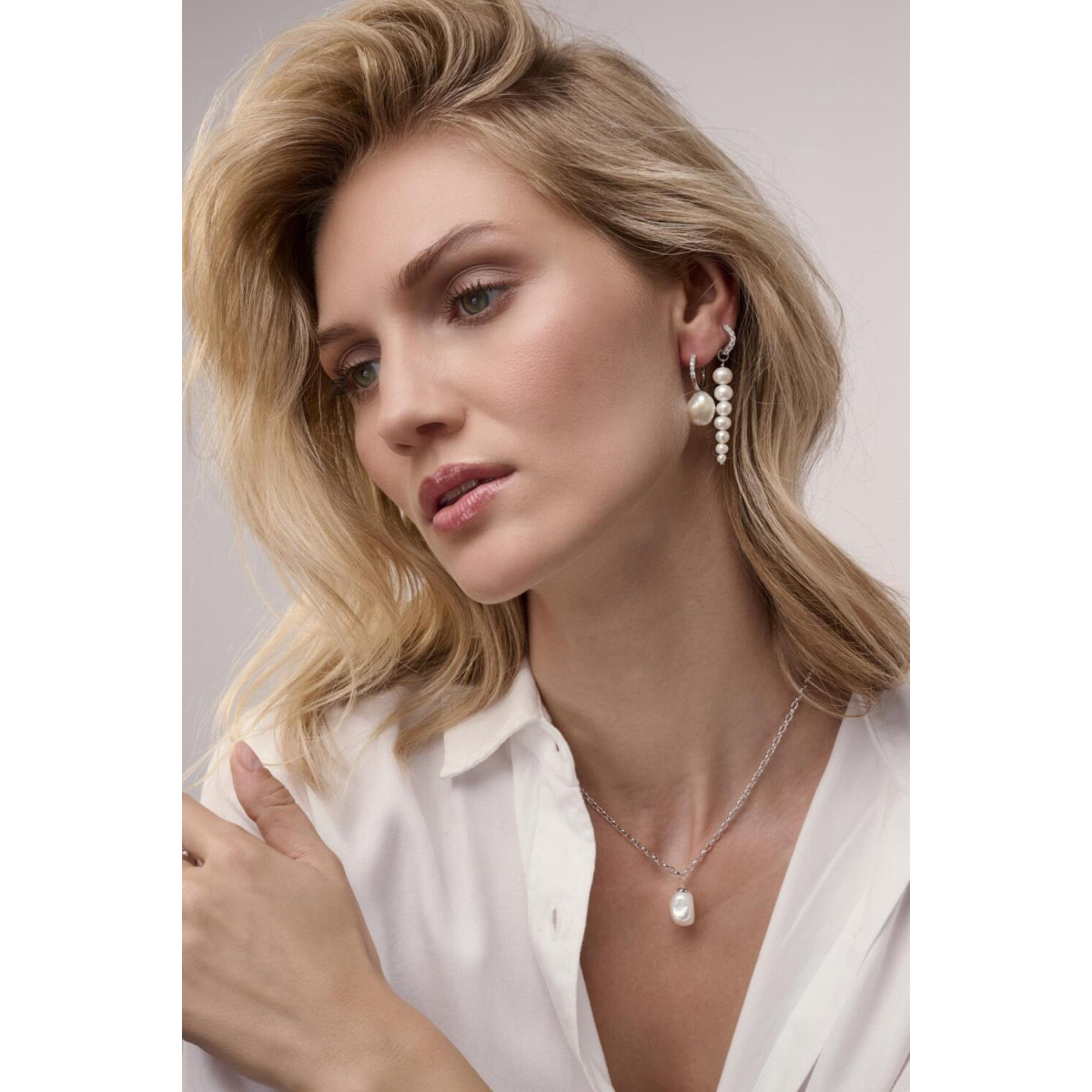 Sif Jakobs Padua uno SJ-N2455-P-YG Zilveren goldplated ketting met parelhanger 7 mm-max. 45 cm