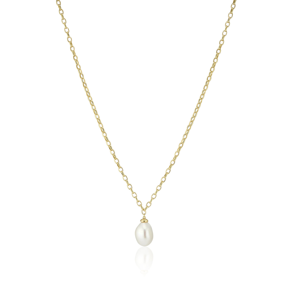 Sif Jakobs Padua uno SJ-N2455-P-YG Zilveren goldplated ketting met parelhanger 7 mm-max. 45 cm