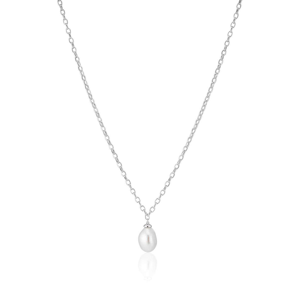 Sif Jakobs Padua Uno SJ-N2455-P Zilveren ketting met stijlvolle parelhanger en glanzende afwerking 7 mm-45 cm