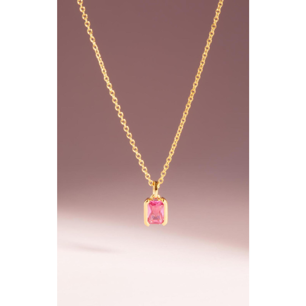 Sif Jakobs Roccanova Piccolo SJ-N42260-PKCZ-YG Zilveren, goldplated ketting met roze zirkonia-hanger