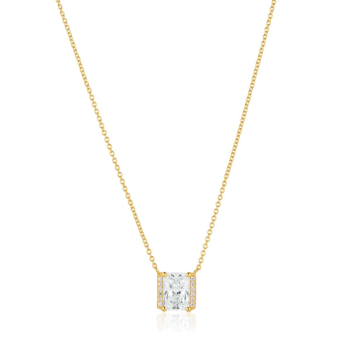 Sif Jakobs Roccanova SJ-N42276-CZ-YG gold plated ketting met briljant geslepen zirkonia 9.5 mm breed - Lengte 45 cm