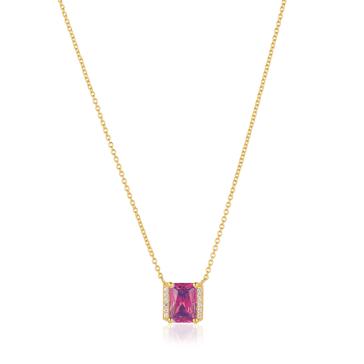 Sif Jakobs Roccanova SJ-N42276-PKCZ-YG gold plated ketting met roze zirkonia - Breedte 9.5 mm - Lengte 45 cm