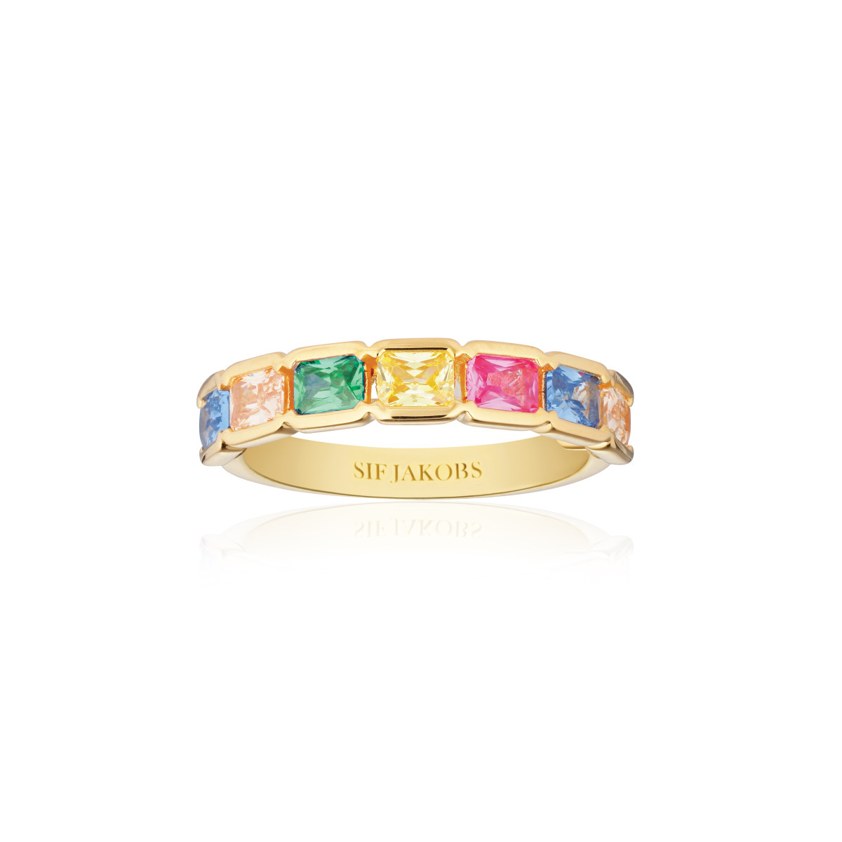 Sif Jakobs Roccanova SJ-R42265-XCZ-YG gold plated ring zirkonia multicolor breed 4.3 mm