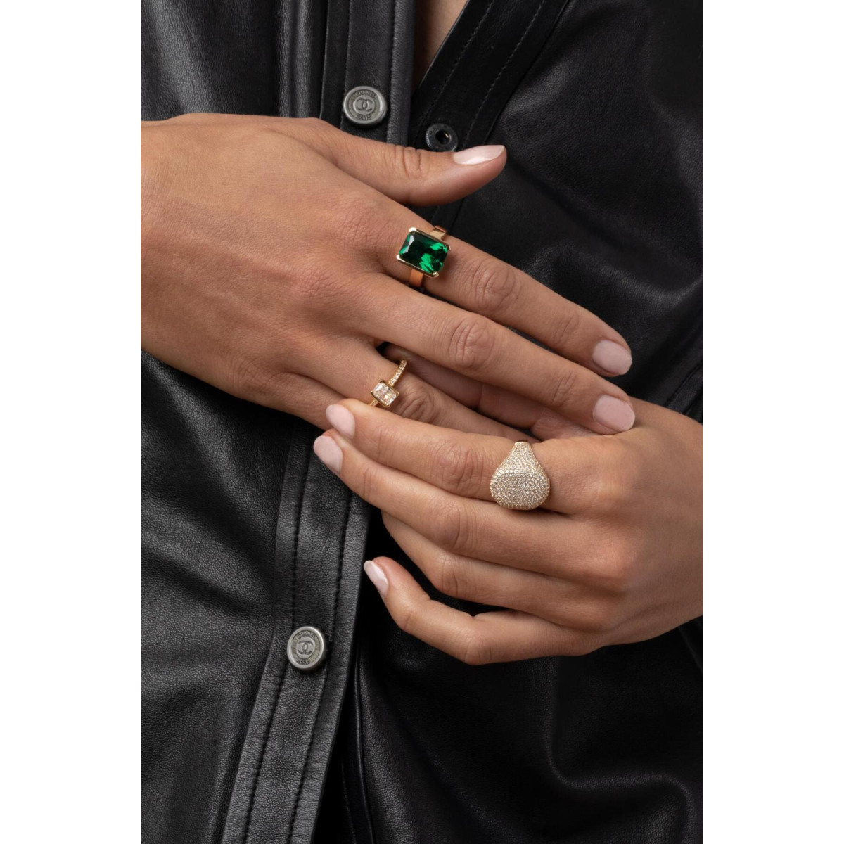 Sif Jakobs Roccanova SJ-R42266-CZ-YG gold plated ring met rechthoekige zirkonia 6.6 mm breed