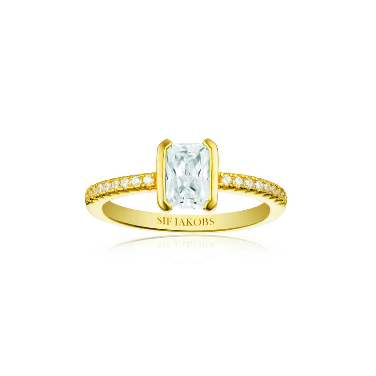 Sif Jakobs Roccanova SJ-R42266-CZ-YG gold plated ring met rechthoekige zirkonia 6.6 mm breed