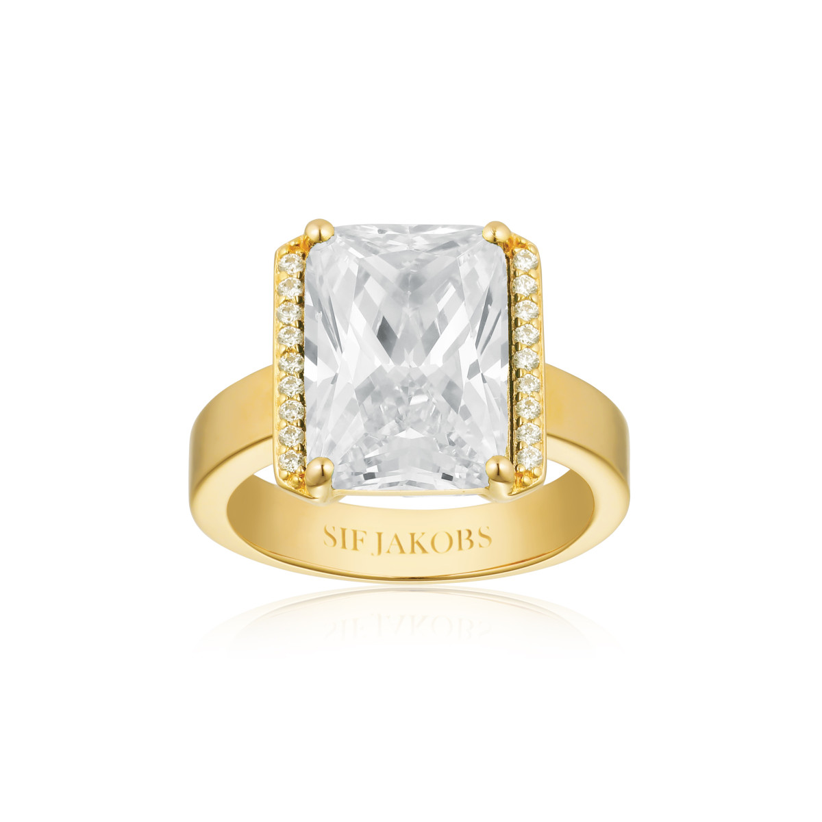 Sif Jakobs Roccanova SJ-R42267-CZ-YG goudkleurige ring met transparante zirkonia 13.5 mm breed