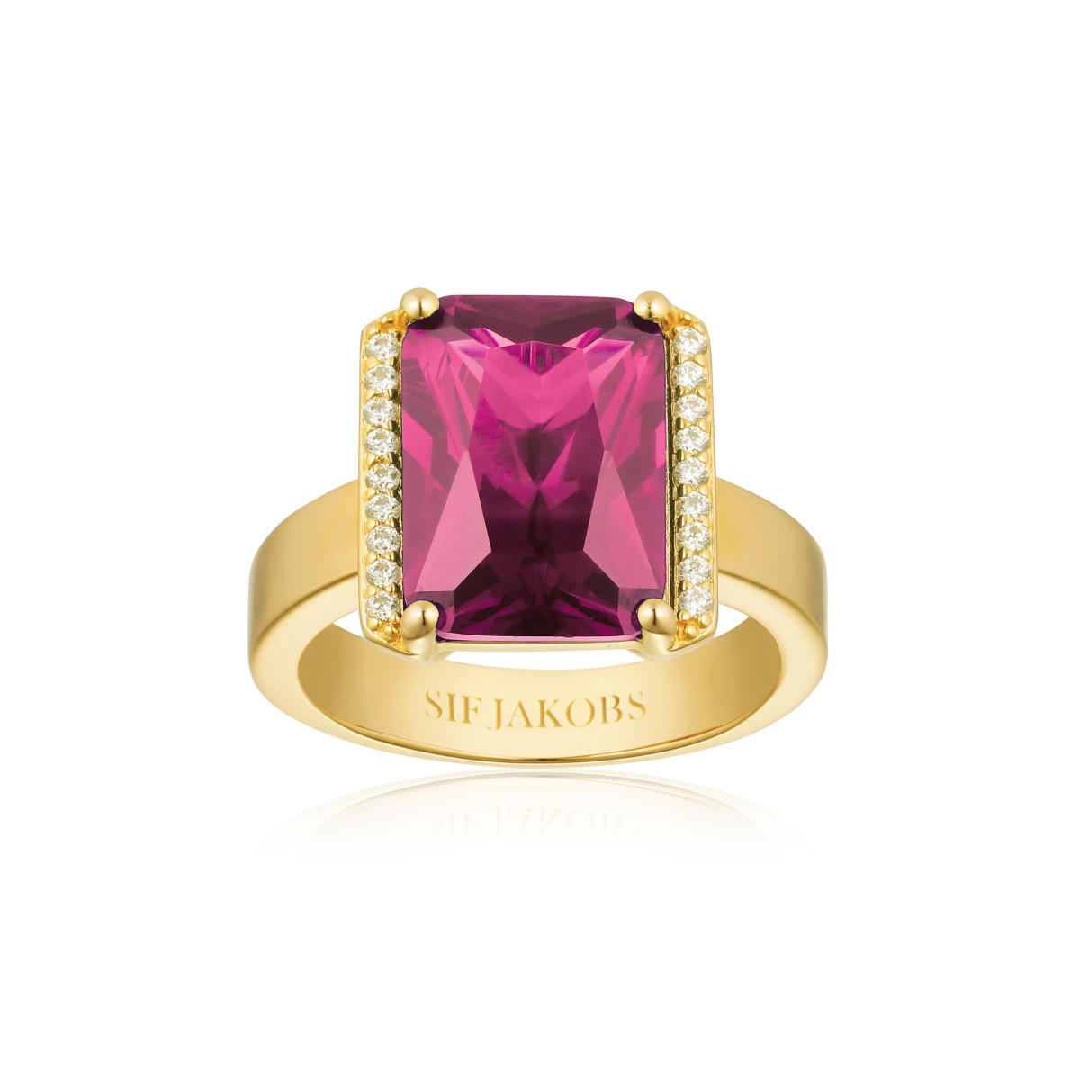 Sif Jakobs Roccanova SJ-R42267-PKCZ-YG ring goudkleurig met roze zirkonia 13.5 mm breed