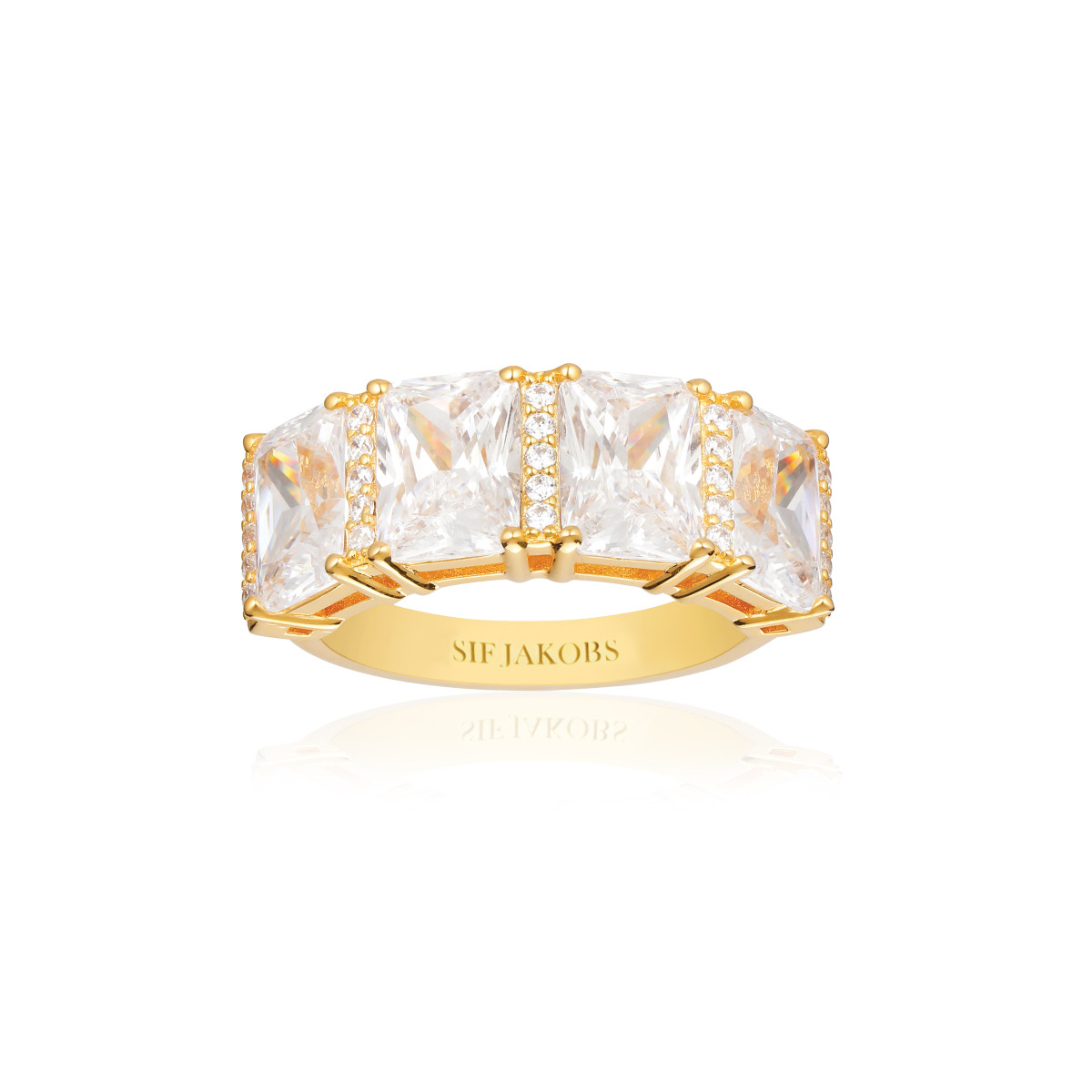 Sif Jakobs Roccanova SJ-R42269-CZ-YG gold plated ring zirkonia vierkant 8.5 mm breed
