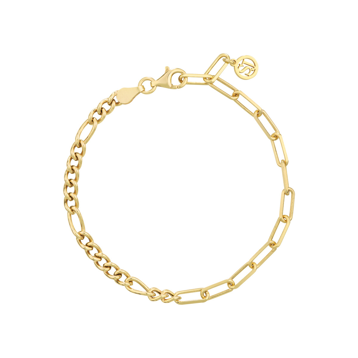 Sif Jakobs SJ-B2461-YG goudkleurige glanzende schakelarmband met rechthoekige schakels - Lengte 18 cm