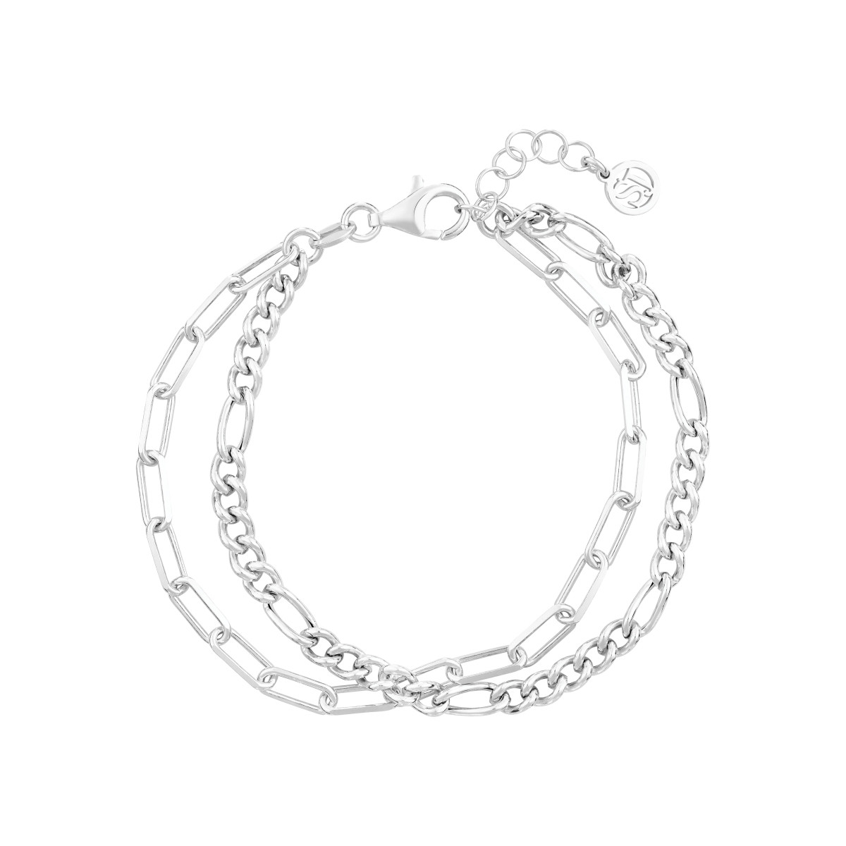 Sif Jakobs SJ-B2462 zilveren armband met grove en fijne schakels - Lengte 18 cm