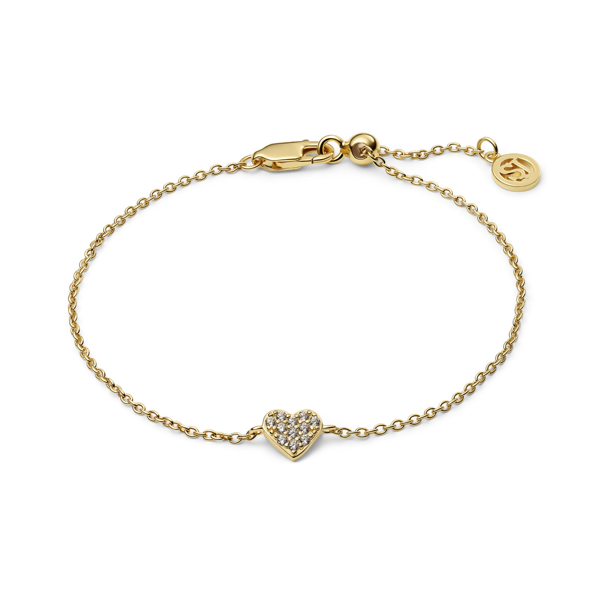 Sif Jakobs SJ-B2705-CZ-YG vergulde armband met hart en zirkonia's - 6.5 mm breed Lengte 18 cm