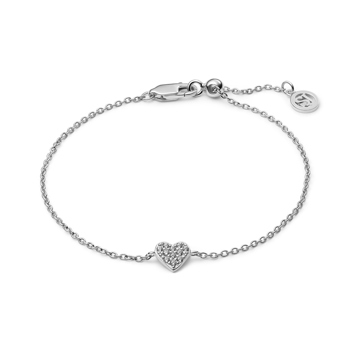 Sif Jakobs SJ-B2705-CZ zilveren armband met hart en zirkonia's 6.5 mm breed - Lengte 18 cm