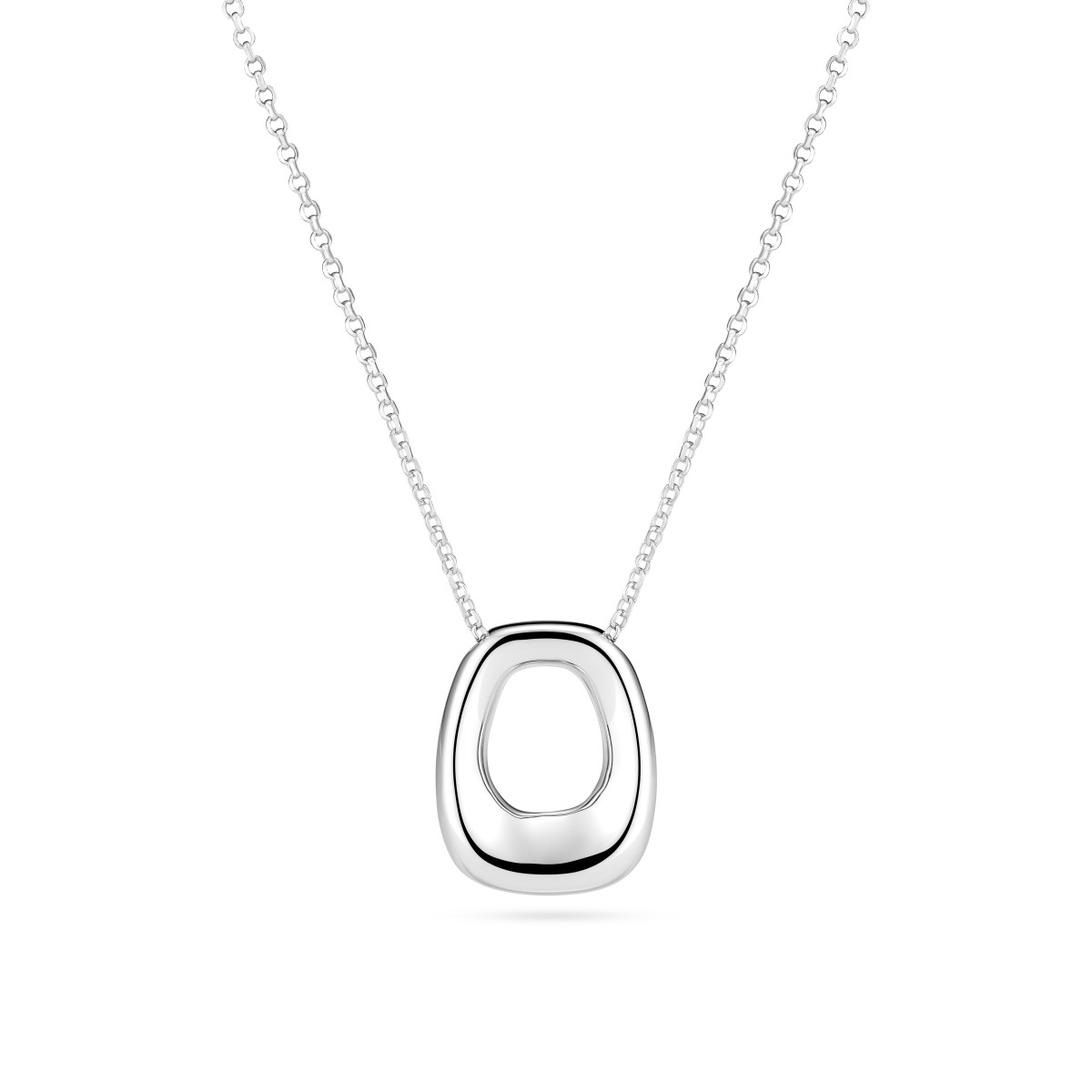 Sif Jakobs SJ-N2620 zilveren ketting met ovale hanger glanzend 13.5 mm breed - Lengte 45 cm